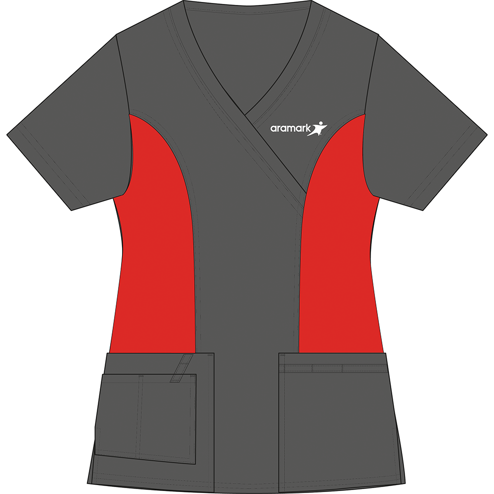 BLUSA CLINICA GRIS OSCURO/ROJO AUXILIAR ARAMARK