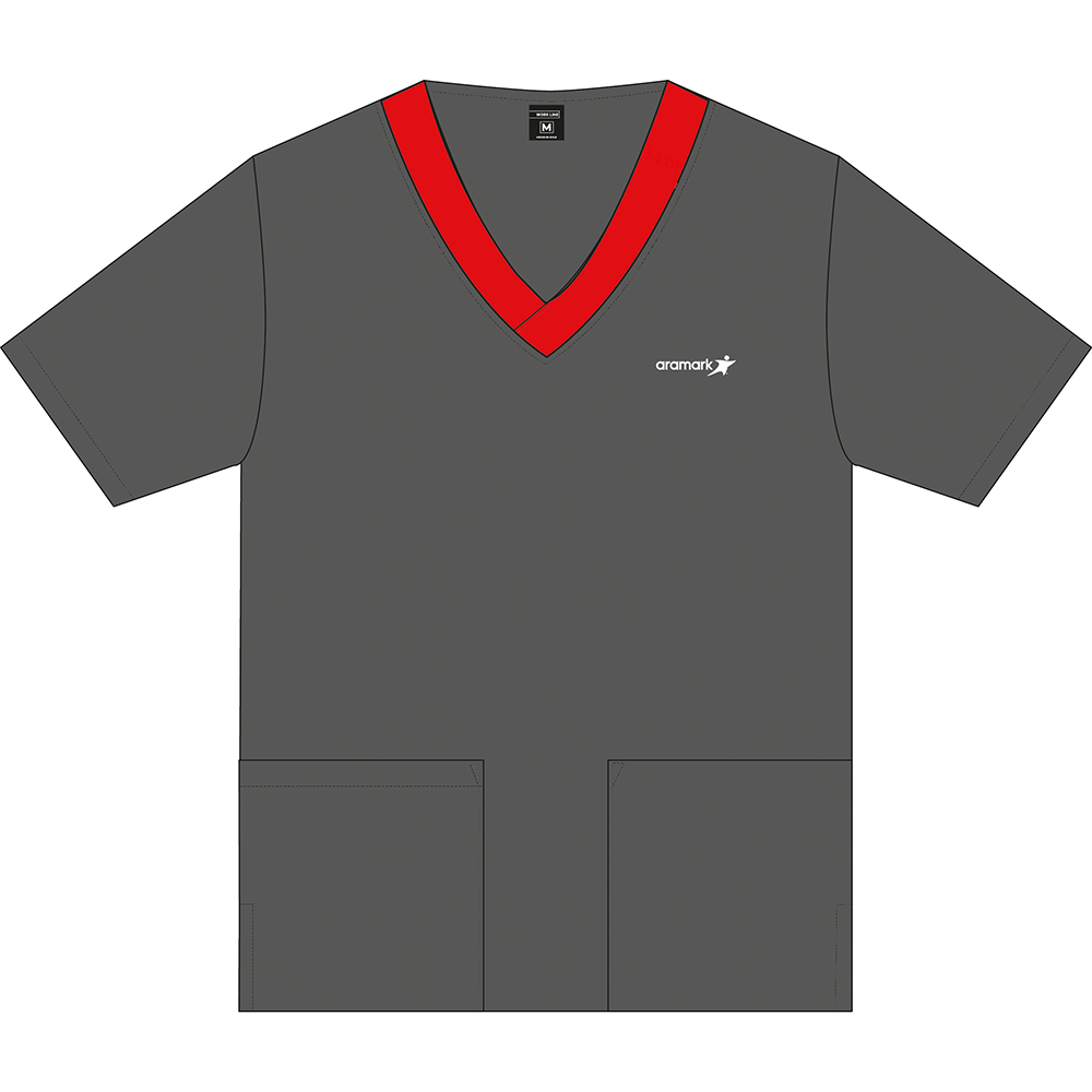 CAMISA CLINICA GRIS OSCURO/ROJO AUXILIAR ARAMARK