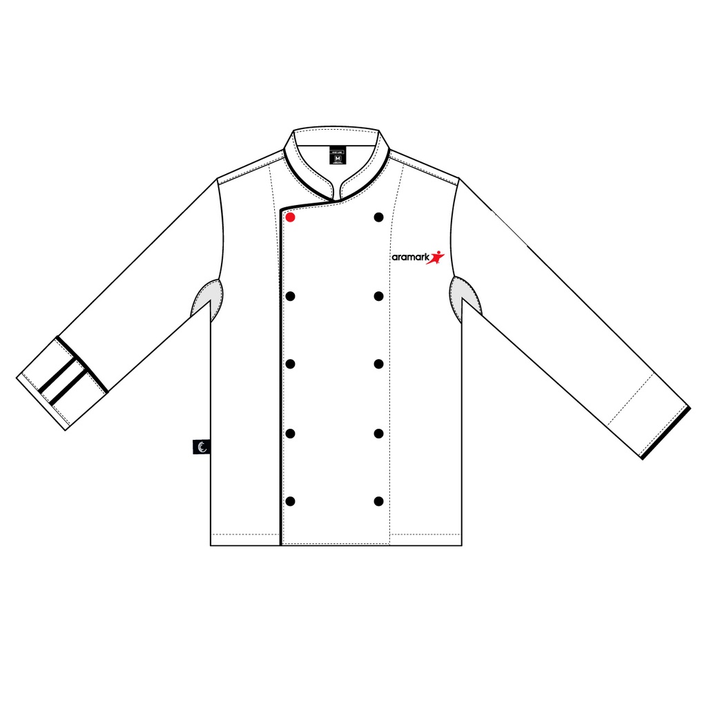 CHAQUETA BLANCO CHEF C/RIBETE NEGRO VARON ARAMARK