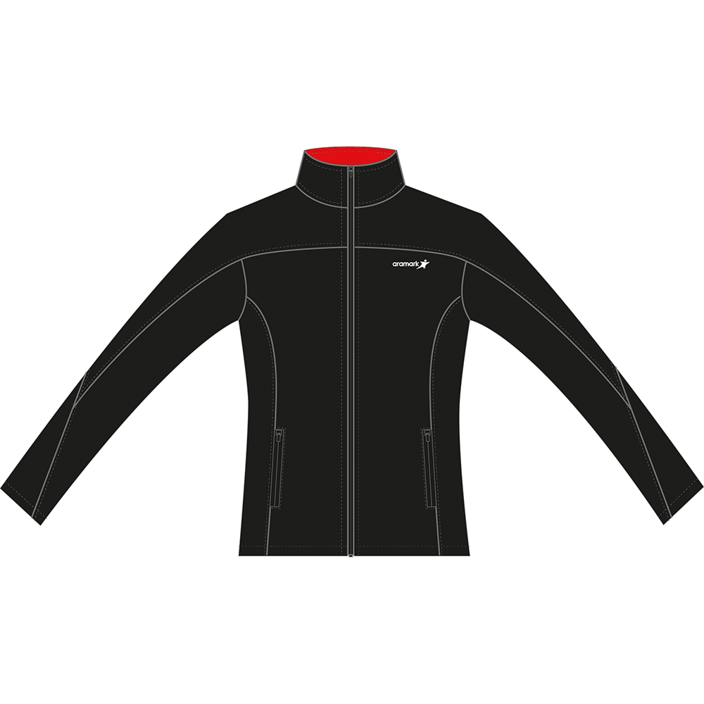 CHAQUETA NEGRO SOFTSHELL C/APLICACION ROJO DAMA ARAMARK