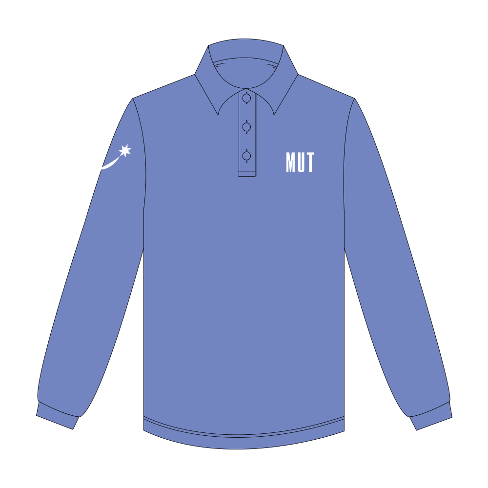 POLERA AZUL PAQUETE VELA PIQUE UNISEX M/L 100% ALG. MUT SODEXO