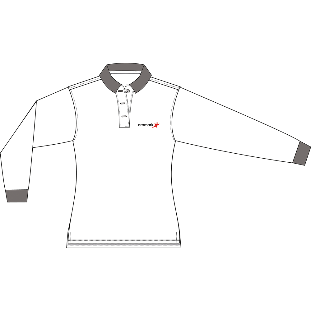 POLERA BLANCO/GRIS PIQUE DAMA M/L GARZON ARAMARK
