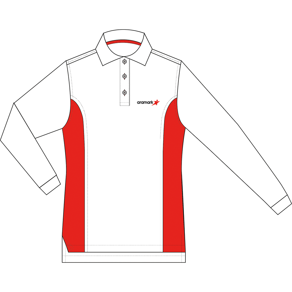 POLERA BLANCO/ROJO PIQUE DAMA M/L ECONOMA/ROOM S. ARAMARK