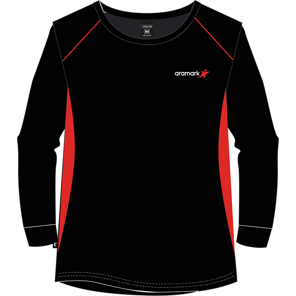 POLERA NEGRO/ROJO QUICK DRY DAMA DEPORTIVO ARAMARK