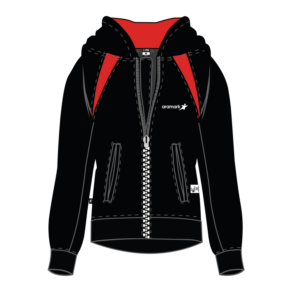 POLERON NEGRO/ROJO FRANELA 70/30 DEPORTIVO ARAMARK