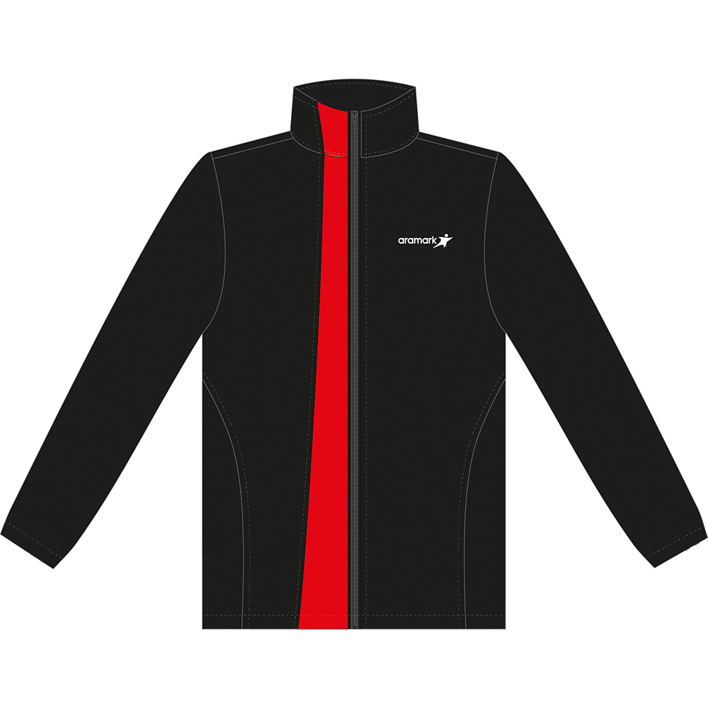 POLERON NEGRO/ROJO UNISEX 100% ALGODON ARAMARK