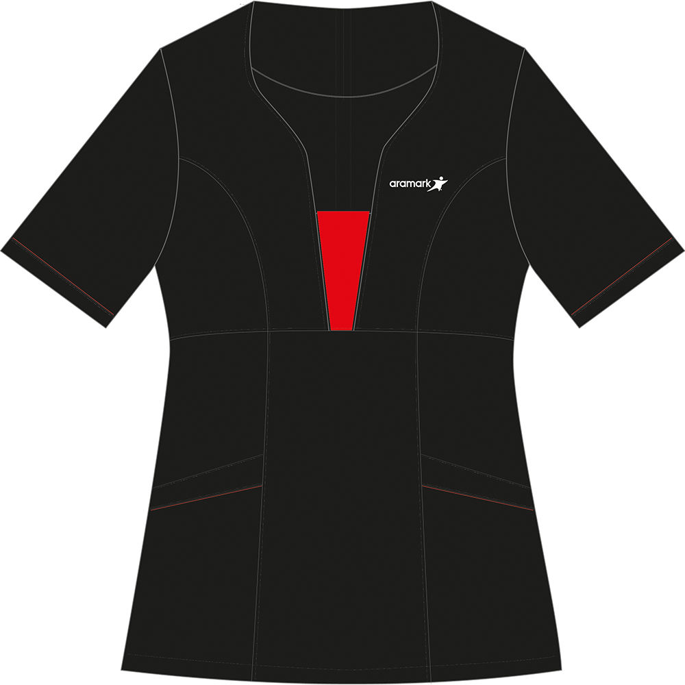 BLUSA NEGRA VIVO ROJO ASEO M/C ARAMARK
