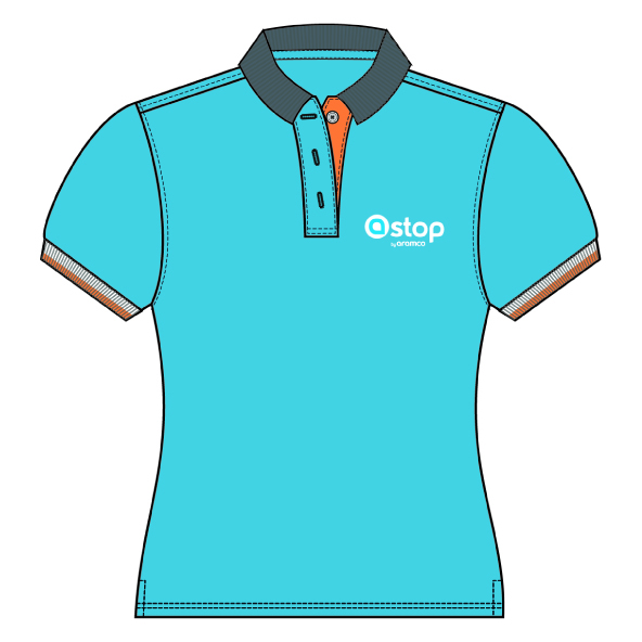 POLERA CELESTE PIQUE DAMA M/C STOP