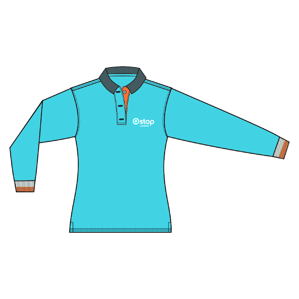 POLERA CELESTE PIQUE DAMA M/L STOP