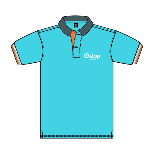 POLERA CELESTE PIQUE VARON M/C STOP