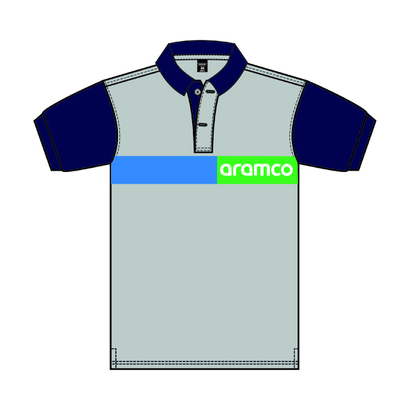 POLERA GRIS/AZUL JERSEY ISLA UNISEX M/C ARAMCO