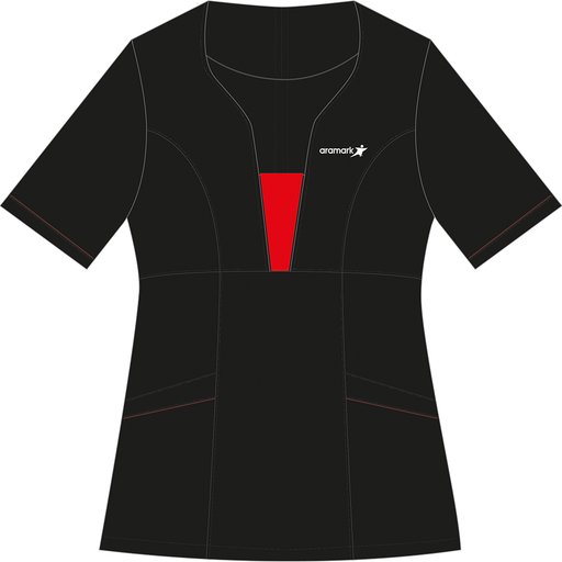 BLUSA NEGRA VIVO ROJO ASEO M/C ARAMARK