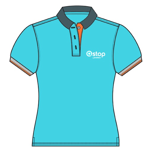 POLERA CELESTE PIQUE DAMA M/C STOP