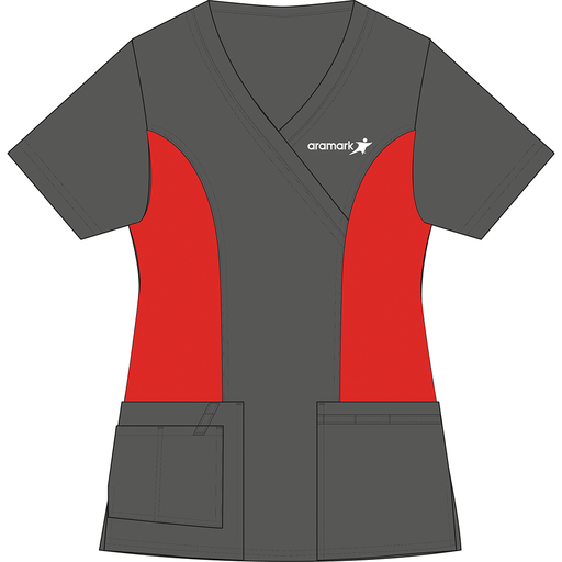 BLUSA CLINICA GRIS OSCURO/ROJO AUXILIAR ARAMARK