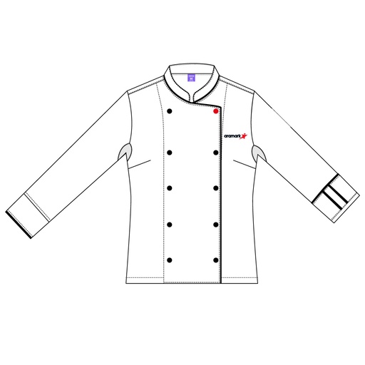 CHAQUETA BLANCO CHEF C/RIBETE NEGRO DAMA ARAMARK