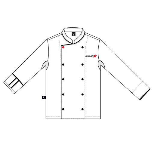 CHAQUETA BLANCO CHEF C/RIBETE NEGRO VARON ARAMARK
