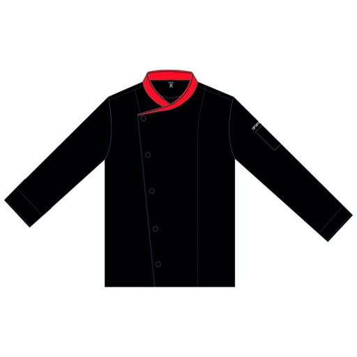 CHAQUETA NEGRO CHEF C/VIVO ROJO VARON ARAMARK
