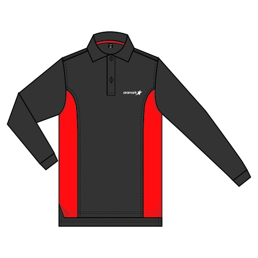 POLERA GRIS OSCURO/ROJO PIQUE VARON M/L AYUDANTE/ARAMARK